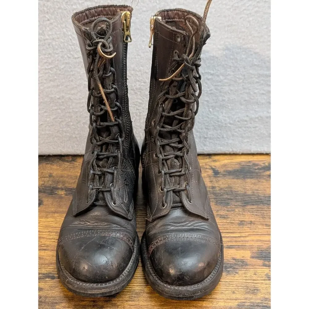 VTG 1956 BF GOODRICH Black Leather Military Combat Boots M48 Sz 7.5-8D M-1948
